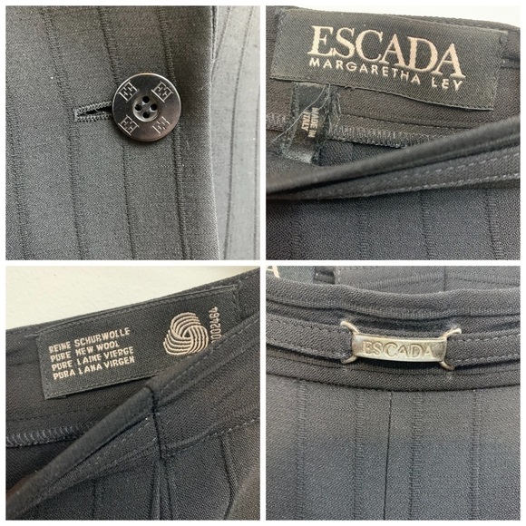 Escada Margaretha Ley Black 2 Piece Striped Wool Pants/Jacket Suit EU 38 US 6/8 - Picture 9 of 17
